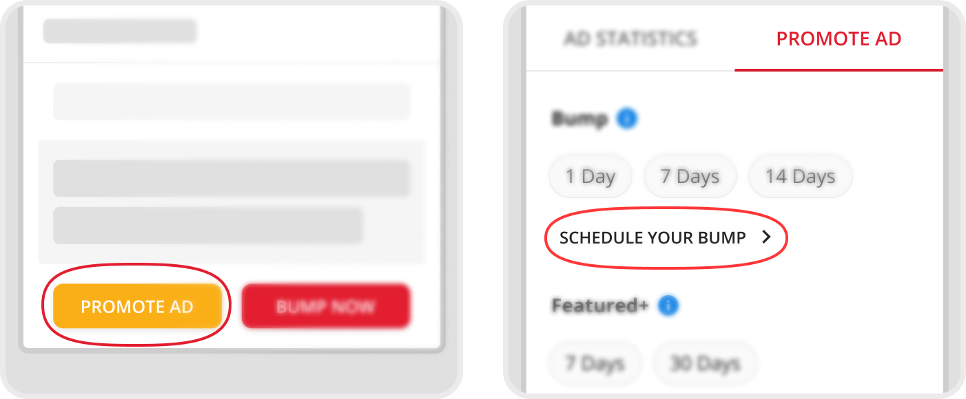 Schedule Bump mobile view